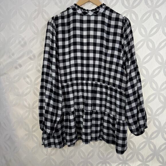 Torrid. Babydoll Brushed Flannel Ruffle Collar Top Size 3 - Picture 8 of 10